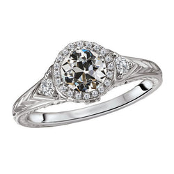 Vintage Edler Diamant Halo-Verlobungsring 2 Karat – 14K Weißgold