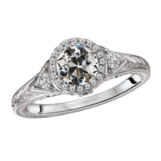 Edler Diamant Halo-Verlobungsring 2-Karat 14K Weißgold – Hauptansicht