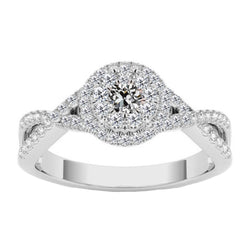 Luxuriöser Brillant Halo-Ring – 1 Karat 14K Weißgold