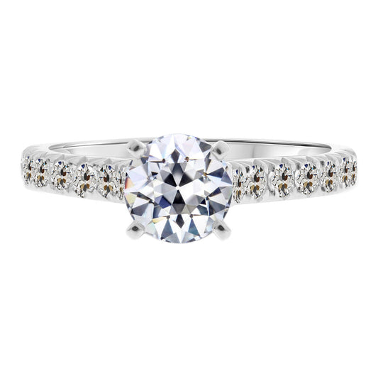 Antik-Kissen-Schliff Edler Diamant Ring in 14K Weißgold – Hauptansicht
