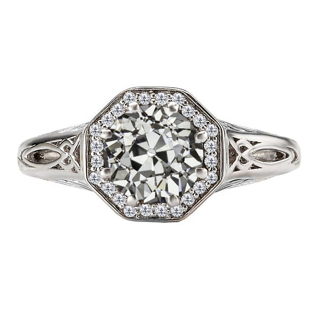 Halo-Fassung Ring 14K Weißgold mit Brillant – Hauptansicht