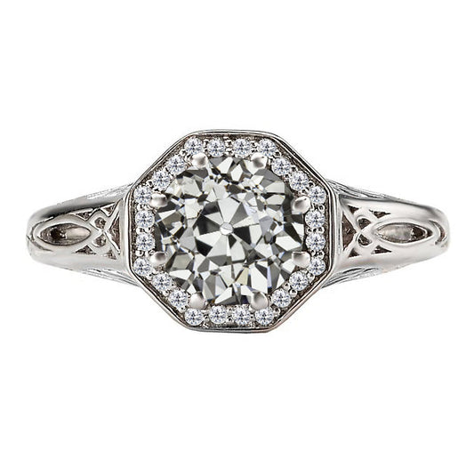 Halo-Fassung Ring 14K Weißgold mit Brillant – Hauptansicht