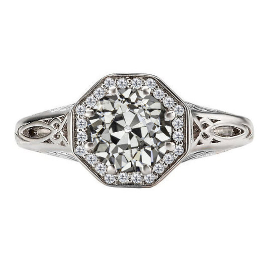 Halo-Fassung Ring 14K Weißgold mit Brillant – Hauptansicht