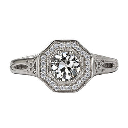 Vintage Halo-Ring – Edler Diamant 2 Karat 14 Karat Weißgold