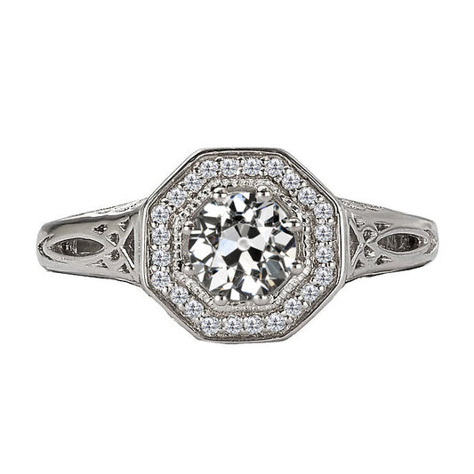 Erdgewonnener Edler Diamant Halo-Ring – Hauptansicht