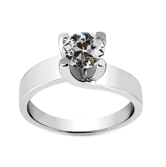 Antik-Kissen-Schliff Diamant Ring in 14K Weißgold – Hauptansicht