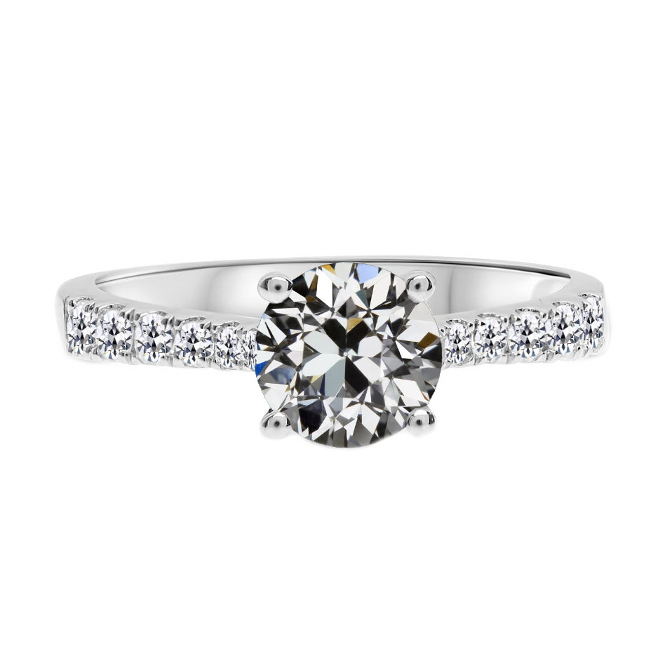 Antik-Kissen-Schliff Brillant Ring in 14K Weißgold – Hauptansicht