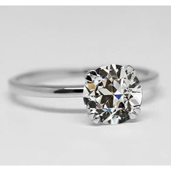 Antiker Europäischer Schliff Einzelstein-Ring – Diamant 2 Karat