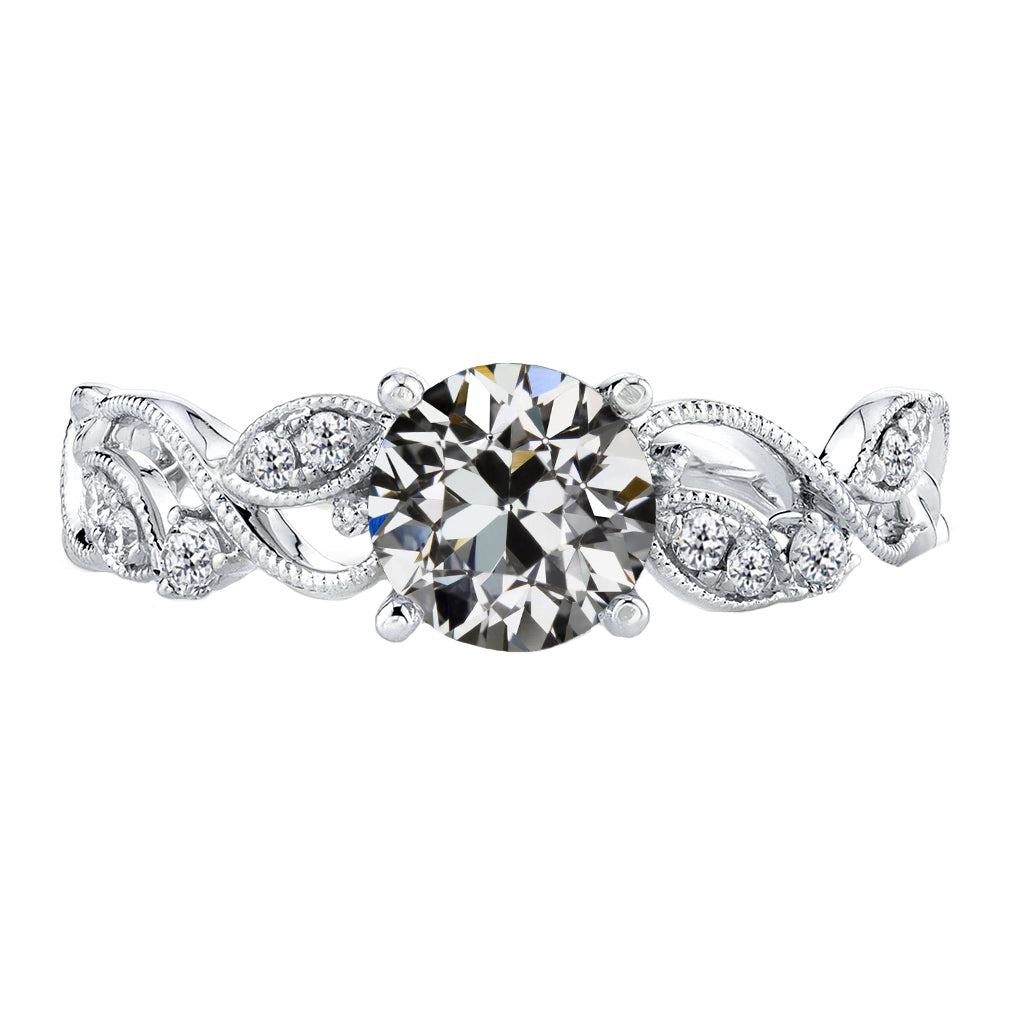 Antik-Kissen-Schliff Diamant Ring in 14K Weißgold – Hauptansicht