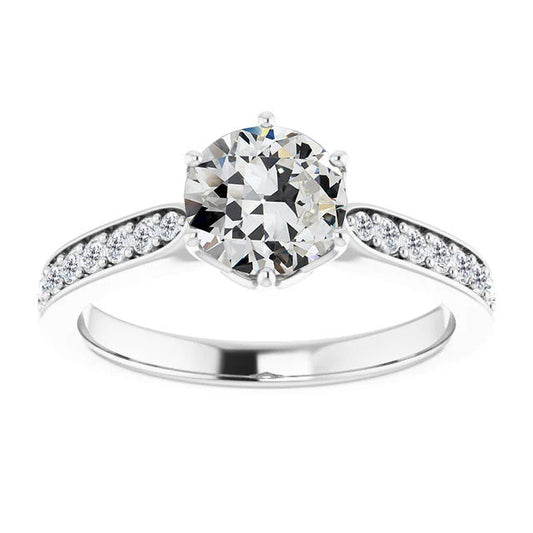 Edler Diamant Solitär-Ring mit Akzenten 2,50-Karat 14K Weißgold – Hauptansicht