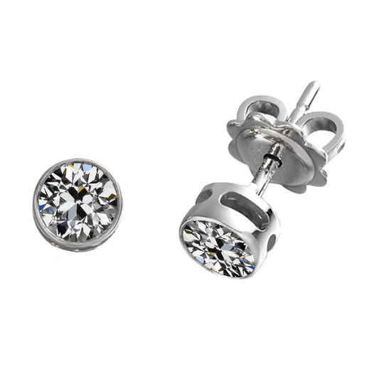 Edler Diamant Antik-Kissen-Schliff Ohrstecker in 14K Weißgold – Hauptansicht