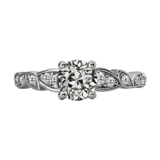 Edler Diamant Old Mine Cut Brautring in 14K Weißgold – Hauptansicht