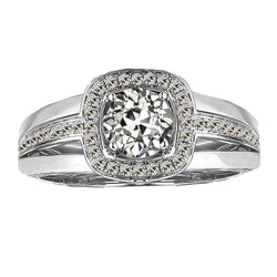 14 Karat Weißgold Antik-Kissen-Schliff Edler Diamant