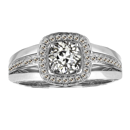 Authentischer Edler Diamant Halo-Verlobungsring 2 Karat 14 Karat Weißgold – Hauptansicht