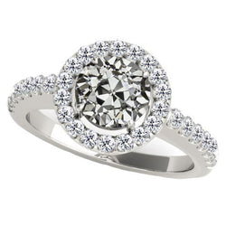 14 Karat Weißgold Old Mine Cut Brillant Halo-Verlobungsring 3
