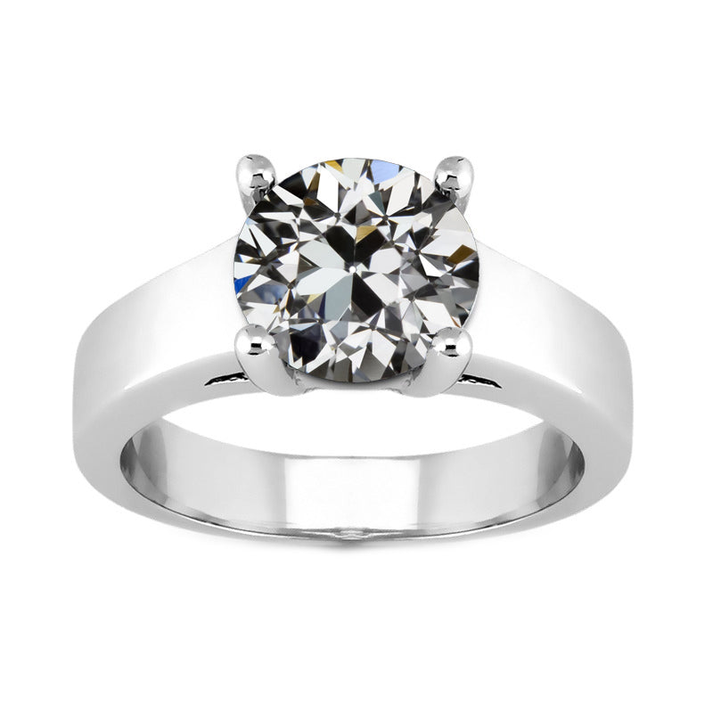 Diamant Antik-Kissen-Schliff Einzelstein-Ring in 14K Weißgold – Hauptansicht