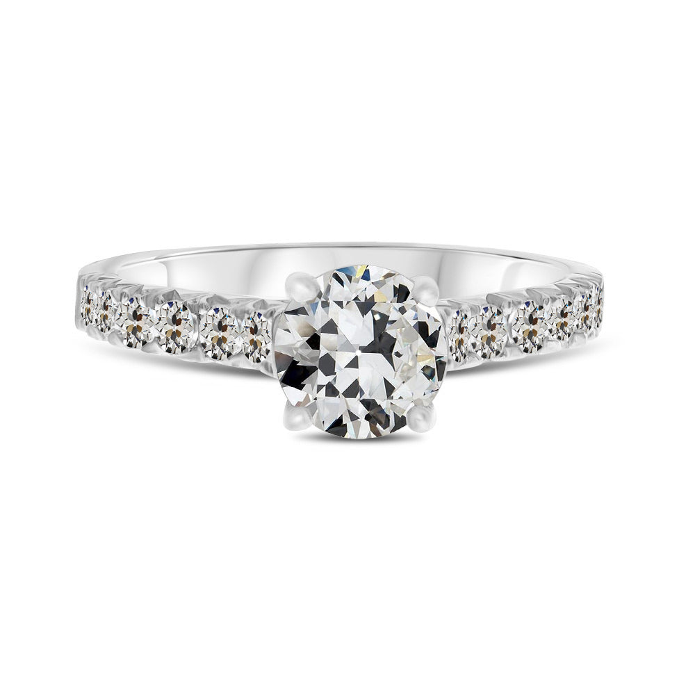 Antik-Kissen-Schliff Edler Diamant Ring in 14K Weißgold – Hauptansicht