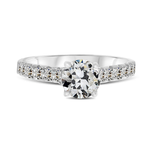 Antik-Kissen-Schliff Edler Diamant Ring in 14K Weißgold – Hauptansicht