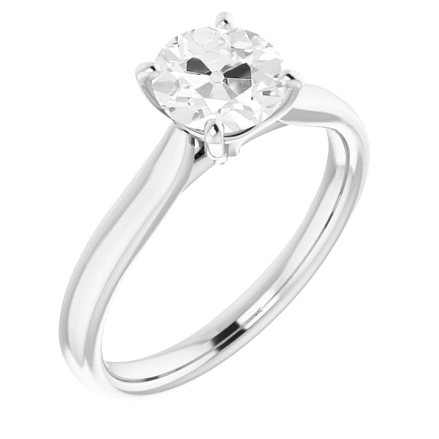 Brillant Antik-Kissen-Schliff Solitär-Ring in 14K Weißgold – Hauptansicht