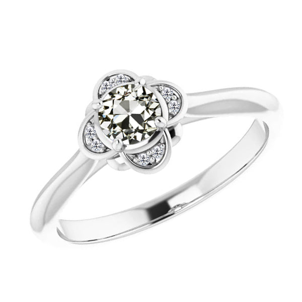 Brillant Old Mine Cut Halo-Verlobungsring in 14K Weißgold – Hauptansicht