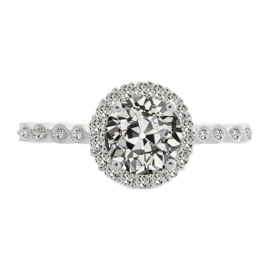 Antik-Kissen-Schliff Diamant Ring in 14K Weißgold – Hauptansicht