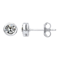 Lünettenfassung Ohrhänger – Diamant 3 Karat 14K Weißgold