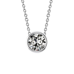 14K Weißgold Zargenfassung Diamant Anhänger-Halskette 1,50 Karat