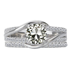 Designer Geteilte Schiene Brillant Brautring – 2 Karat 14K