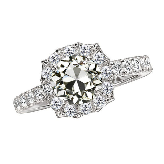 Solitär-Ring mit Akzenten 14K Weißgold mit Diamant – Hauptansicht