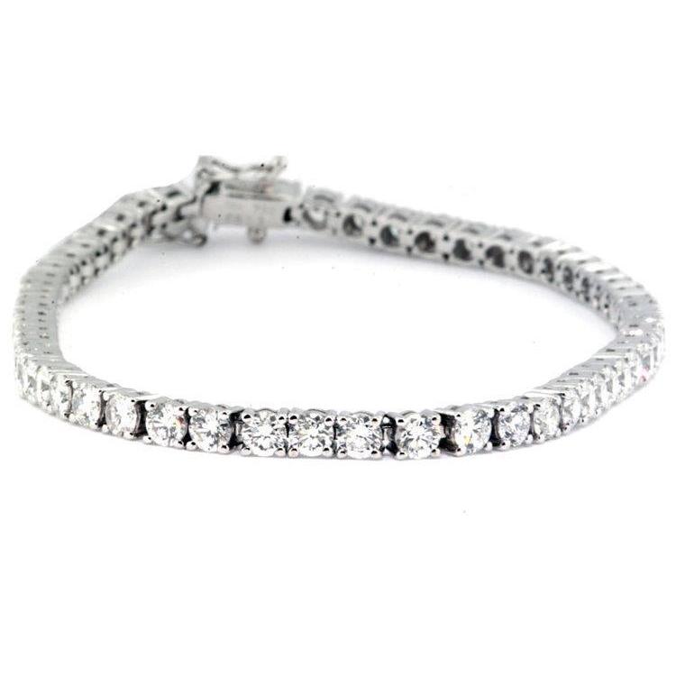 Edler Diamant Rund-Brillant Tennis-Armband in 10K White Gold – Hauptansicht