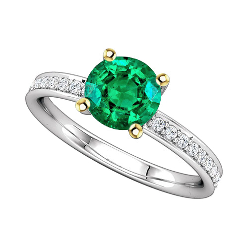 Brillantschliff Smaragd Ring in Bicolor 14K Gold – Hauptansicht