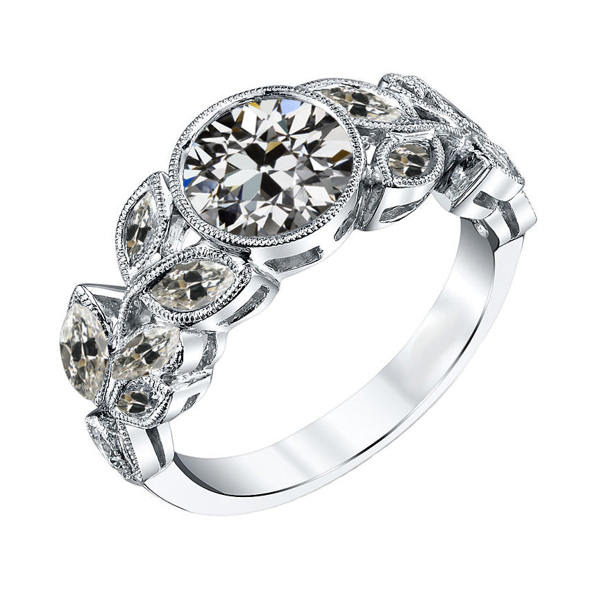 Diamant Old Mine Cut Antragsring in 14K Weißgold – Hauptansicht