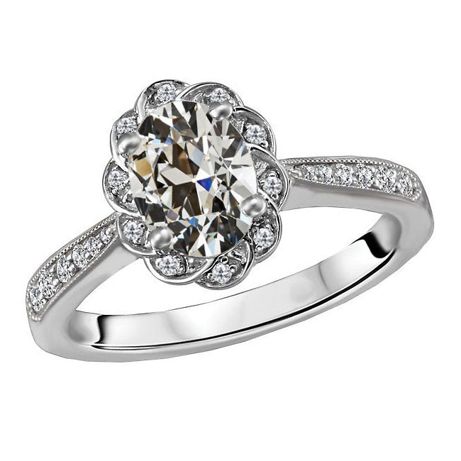 Natürlicher Brillant Halo-Verlobungsring 6 Karat 14K Weißgold – Hauptansicht