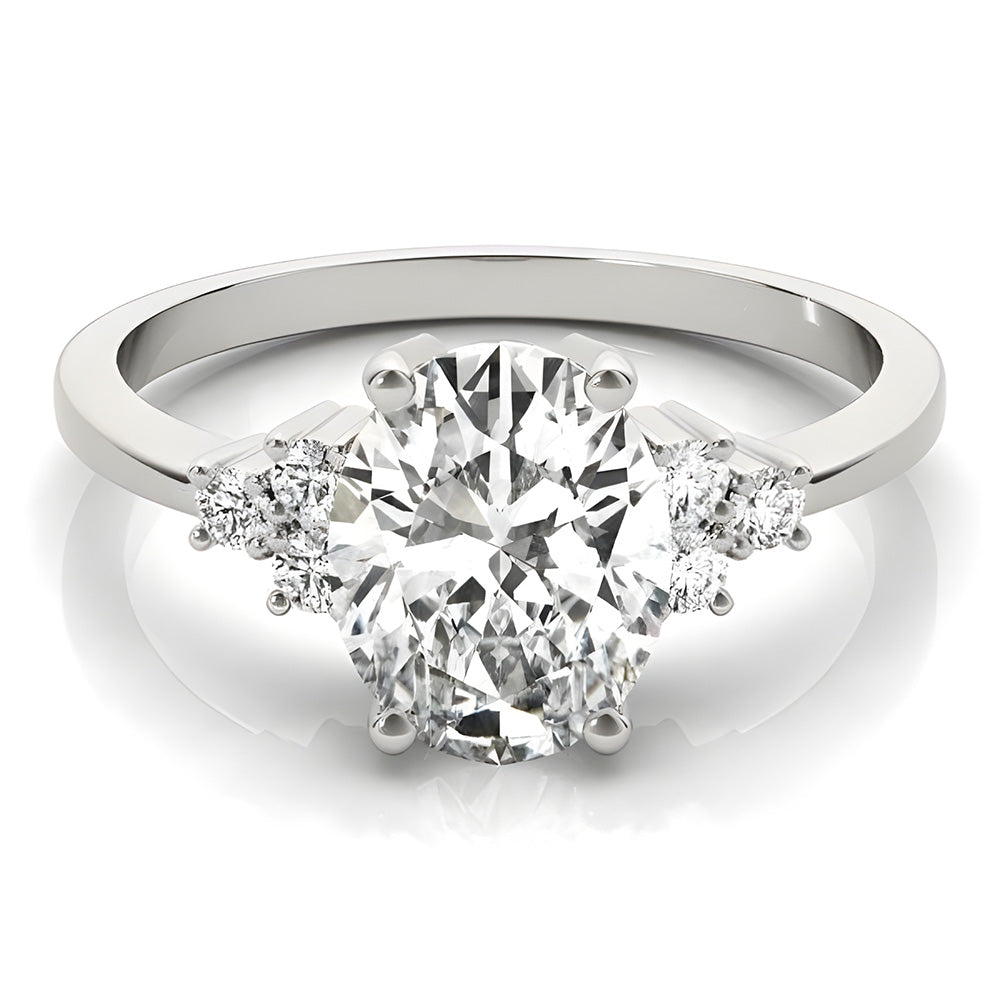 Diamant Solitär-Ring mit Akzenten 4,50-Karat 14K Weißgold – Frontansicht