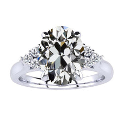 Diamant Antiker Europäischer Schliff Solitär-Ring mit Akzenten