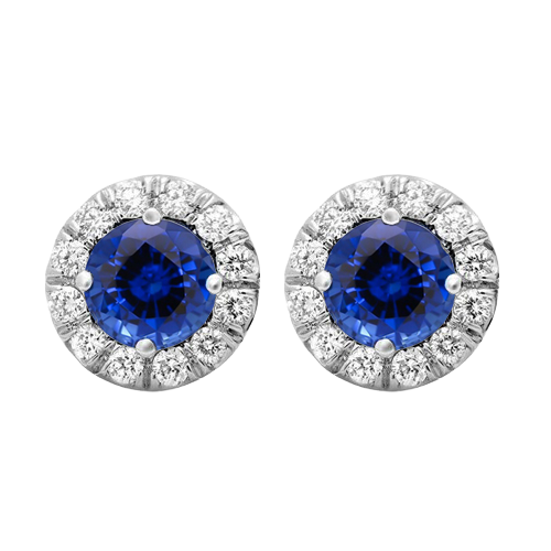 Erdgewonnener Blauer Saphir Gemstone Earring – Frontansicht