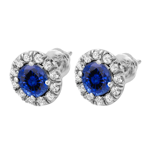 Erdgewonnener Blauer Saphir Gemstone Earring 1,15 Karat 14 Karat Weißgold – Seitenansicht
