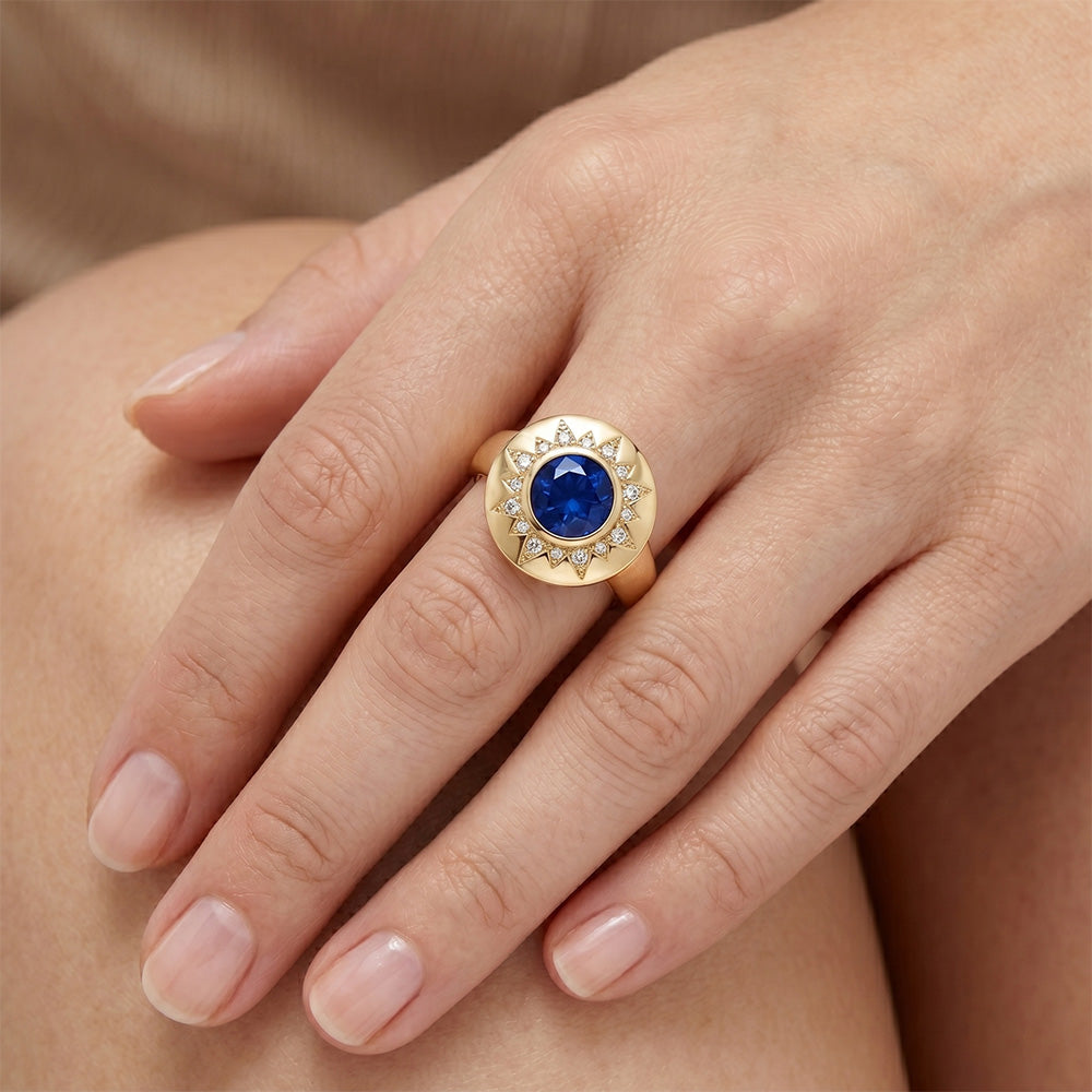 Royalblauer Saphir VVS Reinheit Edelstein-Ring 1,5 Karat in 14K