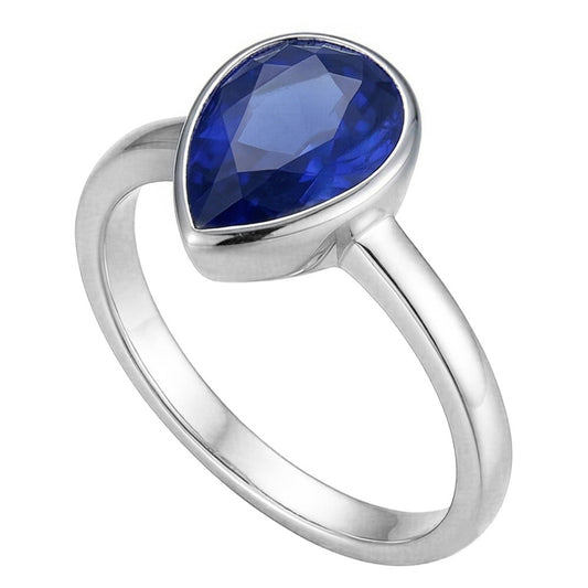 Royalblauer Saphir im Birnen-Schliff Schmuckstein-Ring 1,50
