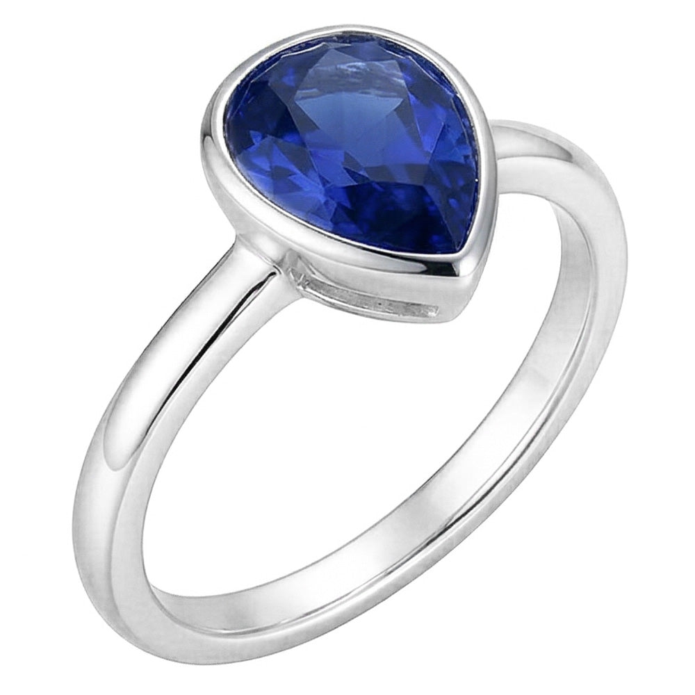 Royalblauer Saphir im Birnen-Schliff Schmuckstein-Ring 1,50