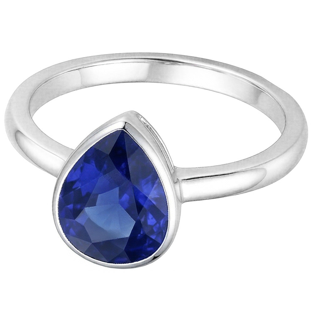 Royalblauer Saphir im Birnen-Schliff Schmuckstein-Ring 1,50