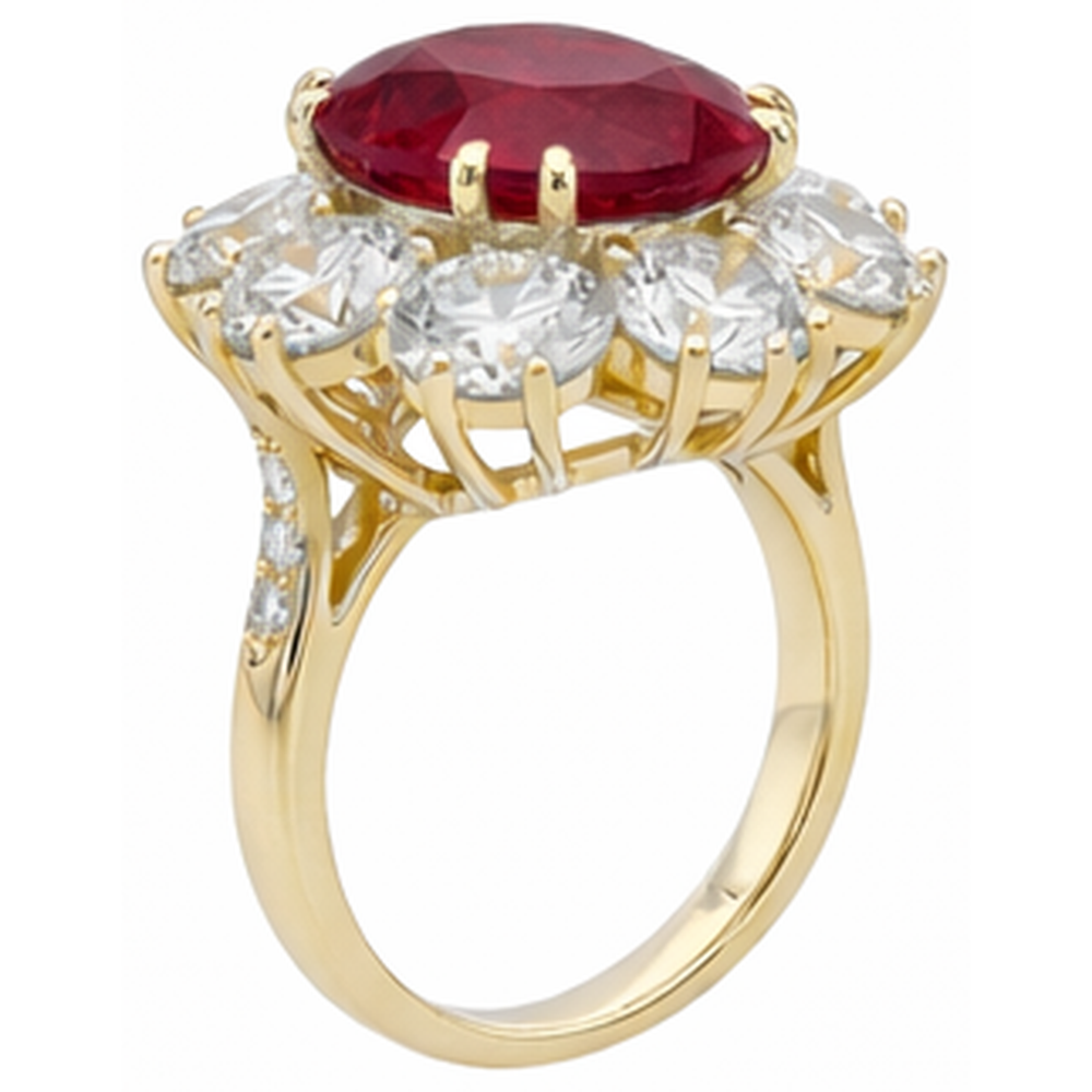 echter oval rubin 6.50Karat ring Draufsicht