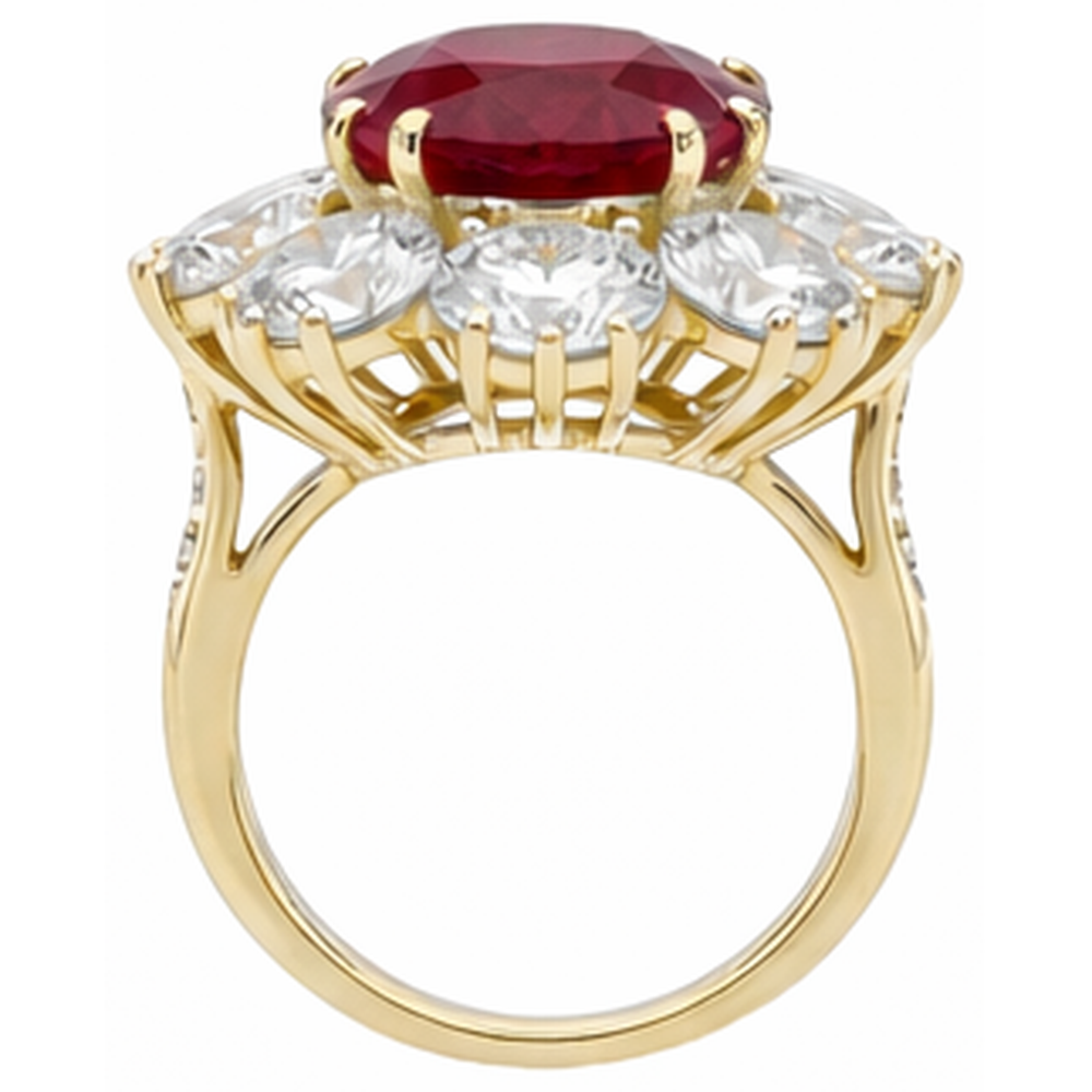 echter oval rubin 6.50Karat ring Profilansicht