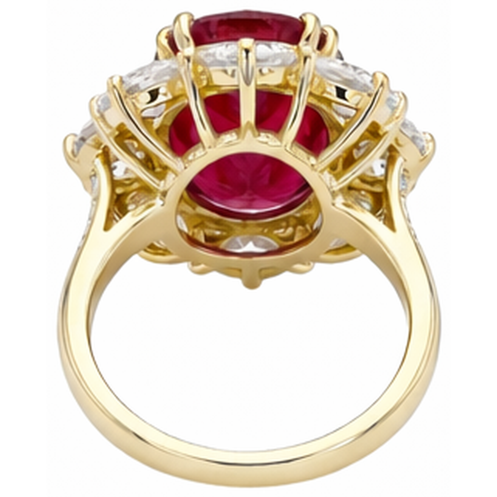 echter oval rubin 6.50Karat ring auf Weiß