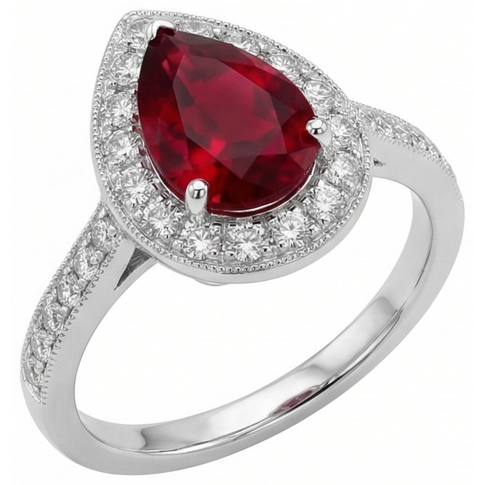 echter round rubin 3Karat ring Seitenansicht
