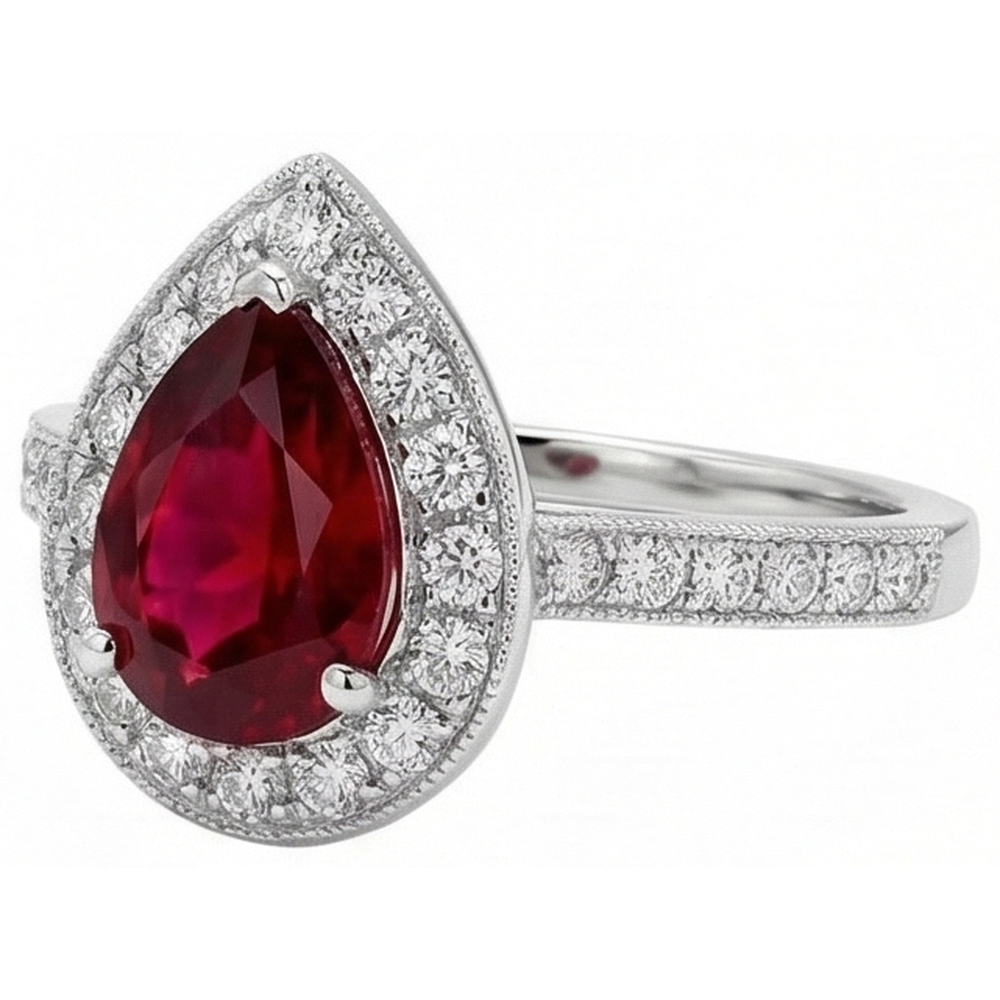 echter round rubin 3Karat ring Detailansicht