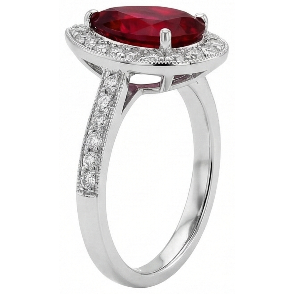 echter round rubin 3Karat ring Draufsicht