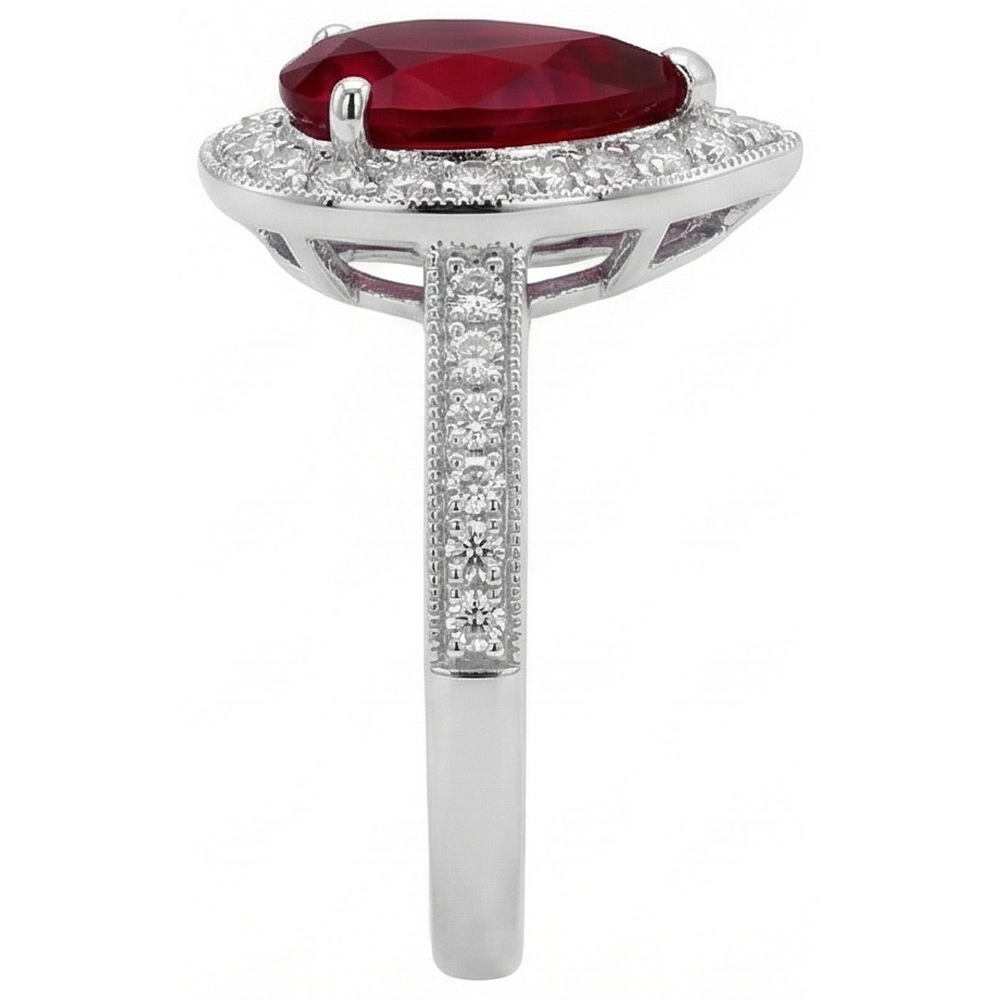 echter round rubin 3Karat ring Profilansicht