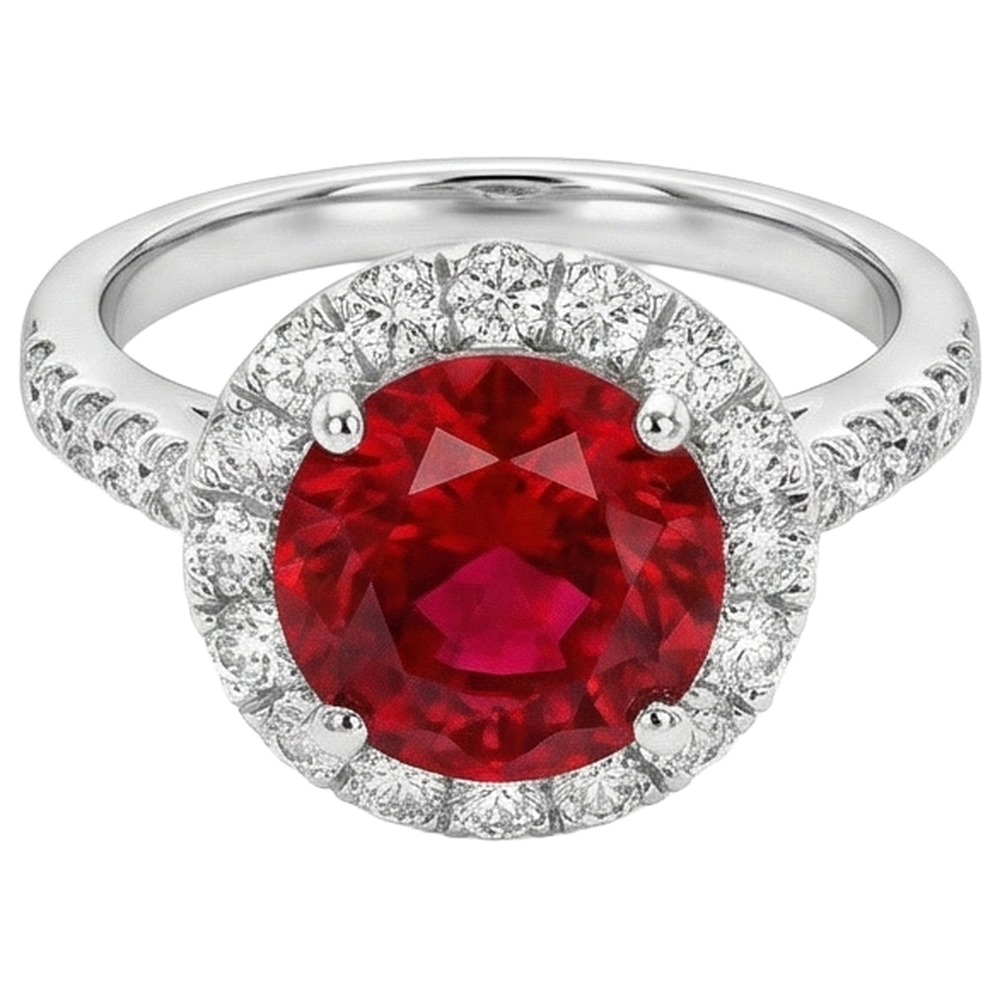 echter round rubin 4.50Karat ring Seitenansicht