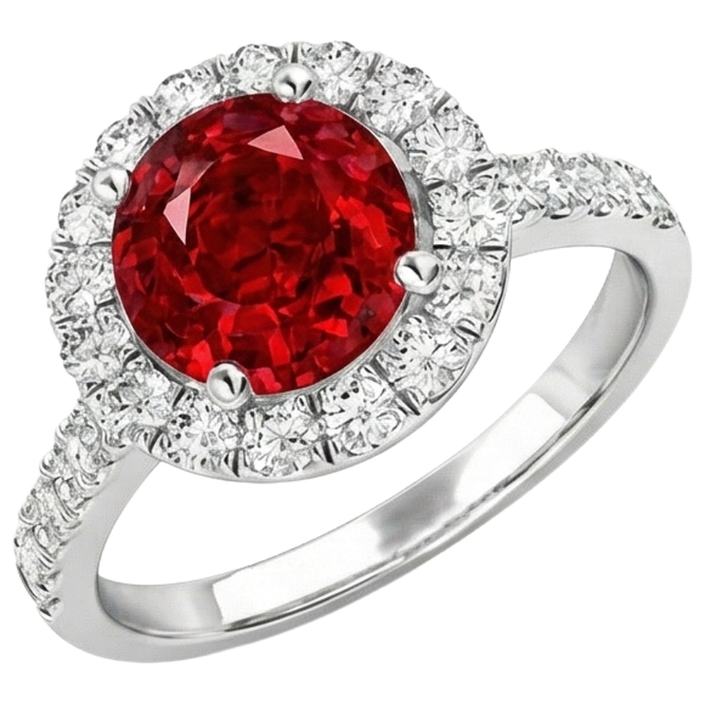 echter round rubin 4.50Karat ring Draufsicht